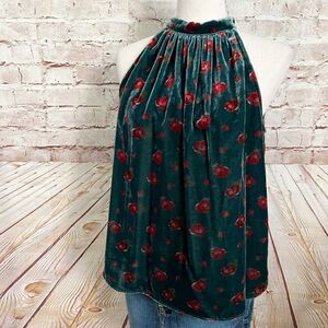 LOFT floral velour halter top sleeveless